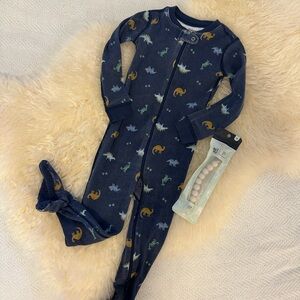 🦖Quince Organic Cotton Midnight Blue Dinosaur Kids Footie PJs 🦖